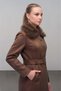 Removable-Fur-Trimmed Gabardine Suede Trench Coat, BROWN 6924 - 3