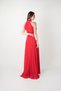 Chiffon Fabric Halter Neck Dress with Flounce Detail - Red - 5