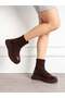 Women's Acı Kahve Strej Diver Maxi-Style Boots with Patent Leather Accents and Thick PU Soles - 3
