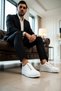 Men's Lace-Up Leather Casual Classic Sneakers with Orthopedic Sole, Non-Slip Sole, and Lined for Comfort - 3