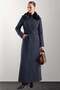Detachable Fur-Trimmed Belted Gabardine Suede Trench Coat, NAVY BLUE 6924 - 4