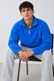 Men's Oversized Long-Sleeved Blue Fleece-Lined Half-Zip - 4