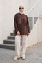 Cotton Sweatshirt Tunic with Pocket Detail and Ruched Detail 6709 Brown - 2