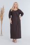Women's Coffee-Printed, Tie-Detail, Plus-Size, Stretchy Maxi Dress - 2