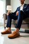 Men's Open-Back Genuine Suede Leather-Sole Casual Penny Loafers, Laceless, Classic, Comfortable - 3