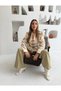 Chérie Ecru Khaki Two-Piece Set with Special Button Details, a Belted Jacket, and Wide-Leg Pants - 4