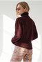 Women's Burgundy Boat Neck Knit Sweater with Corded Fabric Collar Detail KZK-19001202 - 2