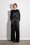 Wide-Leg Satin Evening Pants - Black