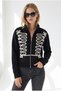 Women's Black Sweatshirt with Button Accents and Zip Detail SWT-19000828