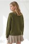 Women's Olive Green Crew Neck Button-Front Knit Cardigan HRK-19000528 - 2