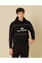 Men Black Graphic Hooded Sweatshirt