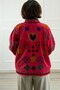 Pink Velvet Embroidered Jacket - Lined with Small Flowers - 3