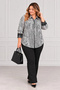 Lycra Jacquard Satin Plus Size Women's Shirt – Stylish and Comfortable Long Sleeve Patterned Shirt - 3