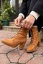 Eliz Taba Suede (7 cm Heel) Pointed Toe Lace-Up Casual Women's Boot - 8