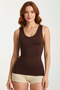 Thick Straps Women's Corset Tank Top 6055 Brown - 3