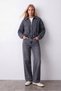 Women's Belt Detail Denim Jacket – Denim Jacket with Oversized Zippers Navy Blue - 3