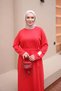 Red-Belted Crew Neck Dress - 4