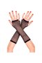 Black Long Fishnet Gloves - Knit Gloves, Black (5496)