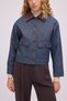 SHORT DENIM JACKET WITH VELVET TRIM - 4