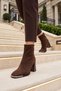 Women's Stylish and Comfortable Zip-Up Coffee-Colored Suede Heeled Boots—Special Occasion, Evening, and Casual Boots K26-0024-00 - 2