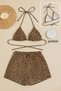 Women's Leopard Patterned Shorts and Tie-Waist and Neck Bikini Set - Miyng6072-6307 - 4