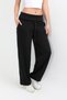 Women's Black Pants with Rolled Hem and Adjustable Waist, Barrel Fit, Loose Fit - H6187