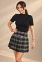 Women's Buckled Pleated Plaid Mini Skirt