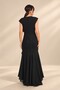 Women's Long Crepe Dress with a Wrap Neckline, Lined Design, Asymmetrical Ruffles, and Chiffon Accents - 4