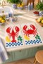 Coastal Table Lobster and Crab Blue Checkered Pattern Digitally Printed 2-Piece Kitchen Towel Set, 35x55 cm - 5