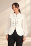 Women's Collared Long-Sleeved Chiffon Jacket with Front Zippered Napoleon Sleeves - 3