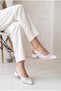 Women's White Lace Embroidered Tulle Slingback Heeled Shoes with Short, Thick Heels