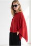 Women's Red Glittery Knit Poncho Cardigan HRK-19000531