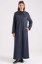 Plus-Size Suede Trench Coat with Embroidered Collar and Sleeve Detail, NAVY 6931
