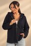 Women's Hooded, Front Zippered, Pouch-Pocketed Cardigan - 2