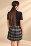 Women's Buckled Pleated Plaid Mini Skirt - 4