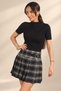 Women's Buckled Pleated Plaid Mini Skirt - 3