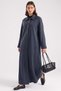 Plus-Size Suede Trench Coat with Embroidered Collar and Sleeve Detail, NAVY 6931 - 2