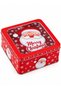 New Year's Gift Box: Checked Metal Box with Transparent Lid and Santa Claus Design, 18x18x7 cm - 3
