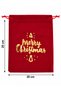 New Year's Gift Pouch, Set of 2, Red Velvet-Look, with "Gold" Lettering, Ruched Closure, 20x25 cm - 3