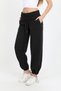 Women's Black Pants with Rolled Hem and Adjustable Waist, Barrel Fit, Loose Fit - H6187 - 2