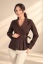 Women's Double-Breasted Jacket with Side Metal Buckles and Single-Sided Pleats