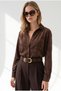 Women's Brown Mottled Thick Velvet Shirt GML-19001465