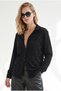 Women's Black Mottled Thick Velvet Shirt GML-19001465 - 4