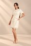 Women's Chanel-Style Dress with Lace Collar and Hem, Button Details, and Lined Sleeves