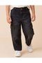 Boys Black Solid Cargo Jeans