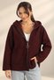 Women's Hooded, Front Zippered, Pouch-Pocketed Cardigan - 2