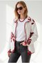 Women's White and Red Patterned Zippered Unlined Fleece Jacket CKT-19000551 - 3