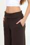 Women's Brown Pants with Rolled Hem and Adjustable Leg Openings, Barrel Fit, Loose Fit - H6187 - 4