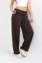 Women's Brown Pants with Rolled Hem and Adjustable Leg Openings, Barrel Fit, Loose Fit - H6187