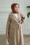 Pocketed, Buttoned, Belted, Faux Fur Coat, Mink, HM2981 - 4
